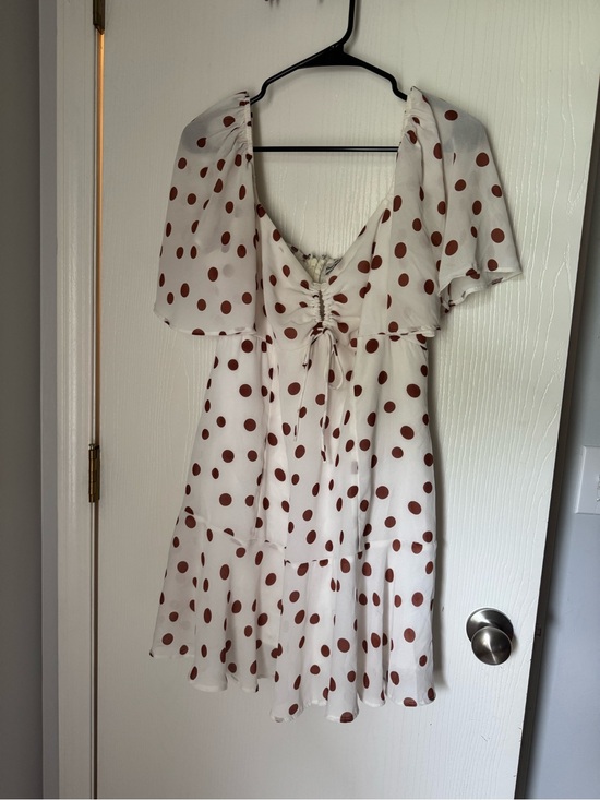 Abercrombie & Fitch Dresses & Skirts - Abercrombie and Fitch White and Brown Polka Dot Mini Dress